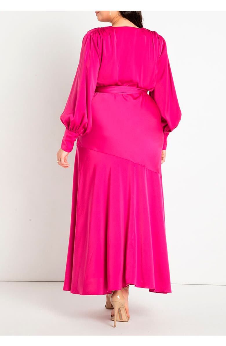 ELOQUII Satin Maxi Dress, Alternate, color, Magenta