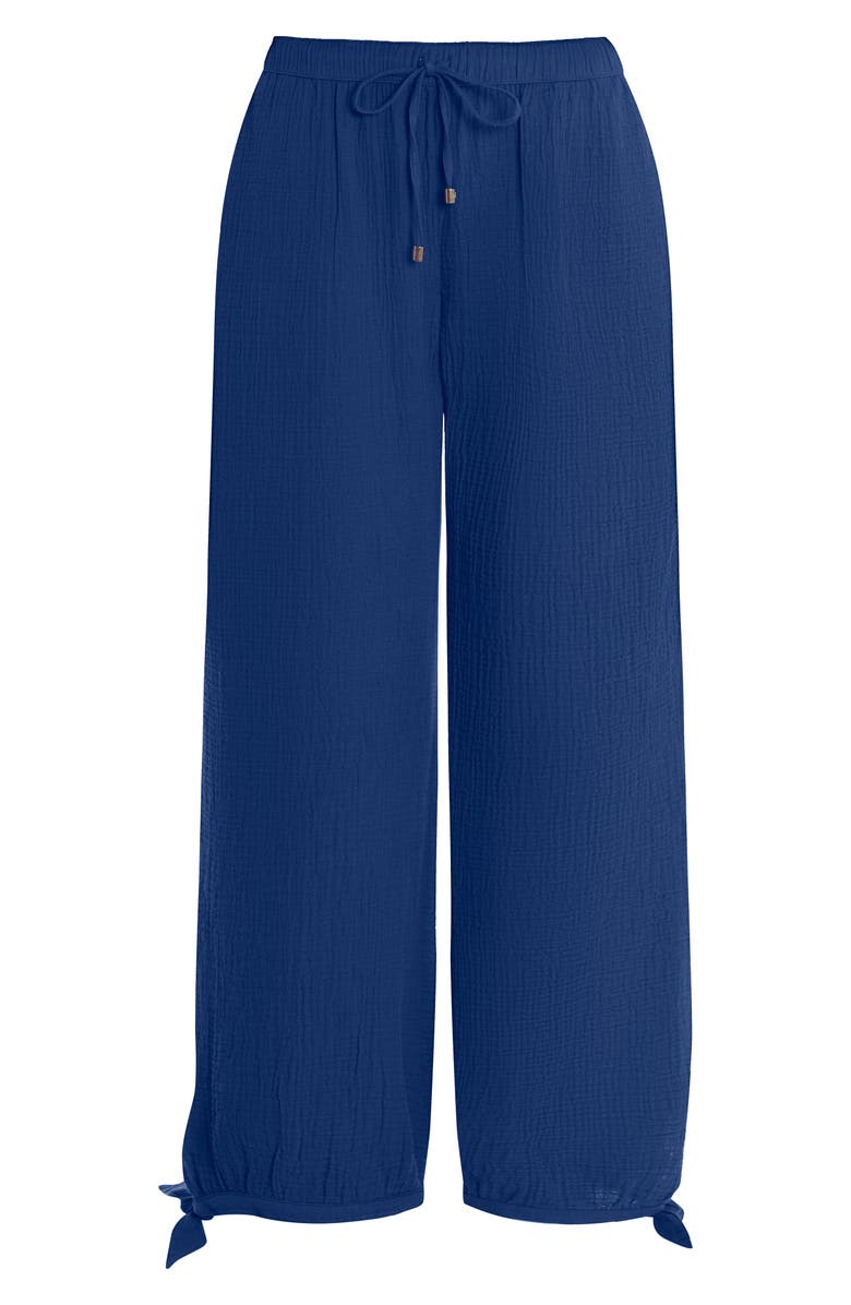 Lauren Ralph Lauren Sleeveless Cotton Top & Wide Leg Pants Cover-Up Set, Alternate, color, Blue Saturn
