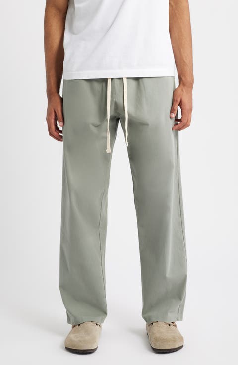 Standard Cotton Stretch Poplin Drawstring Slacker Pants
