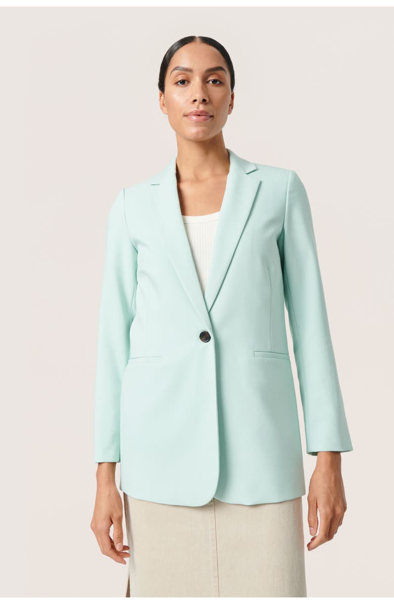 Soaked in Luxury Corinne Notch Lapel Regular Fit Blazer, Main, color, Surf Spray