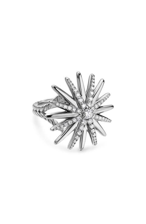 Starburst Sterling Silver Diamond Ring