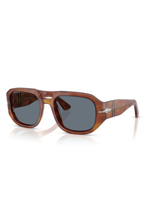 Persol 56mm Pilot Sunglasses In Terra Di Siena/light Blue
