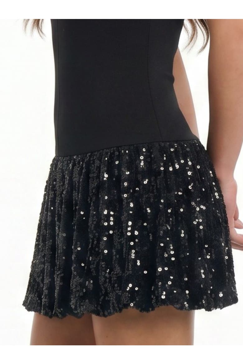 Lindy Bubble Hem Mini Dress, Alternate, color, Black