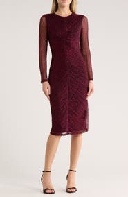 Vince Camuto Metallic Crinkle Cocktail Dress