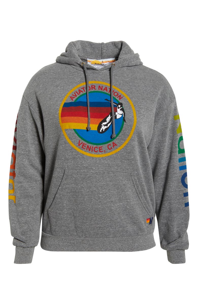 Aviator Nation Relaxed Graphic Hoodie, Alternate, color, Heather Grey