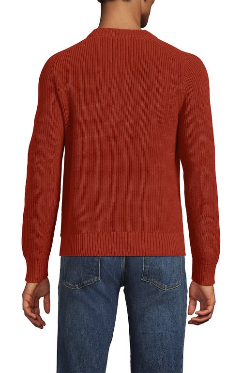 Lands' End Drifter Cotton Crewneck Sweater In Red