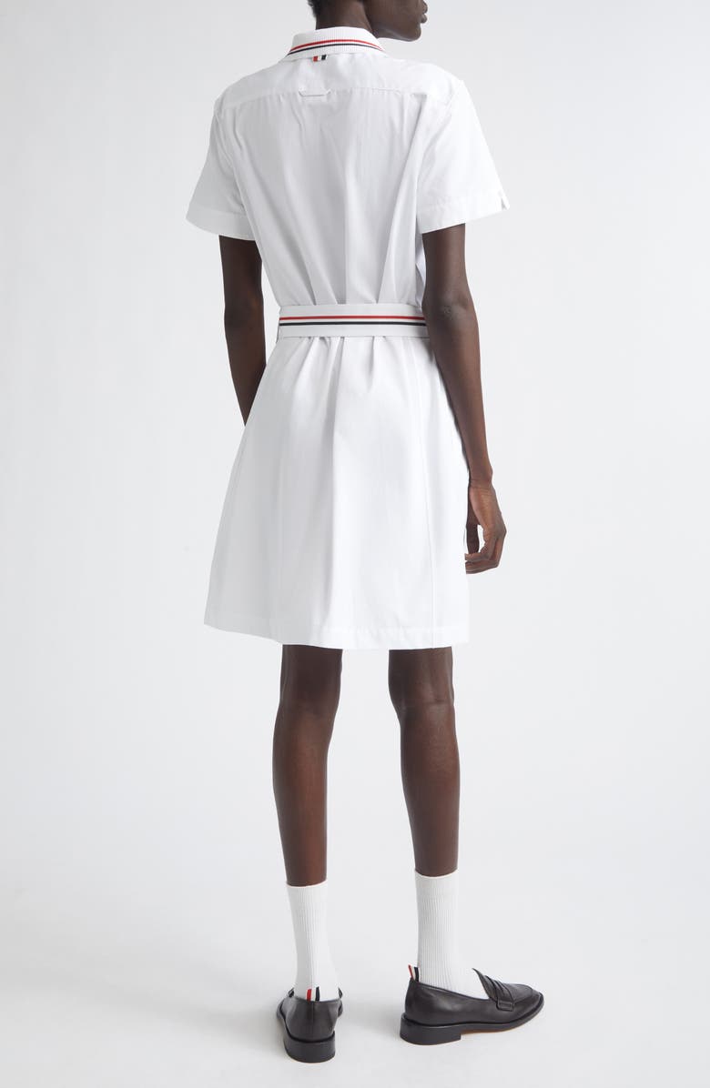Thom Browne Belted Cotton Poplin Shirtdress, Alternate, color, White