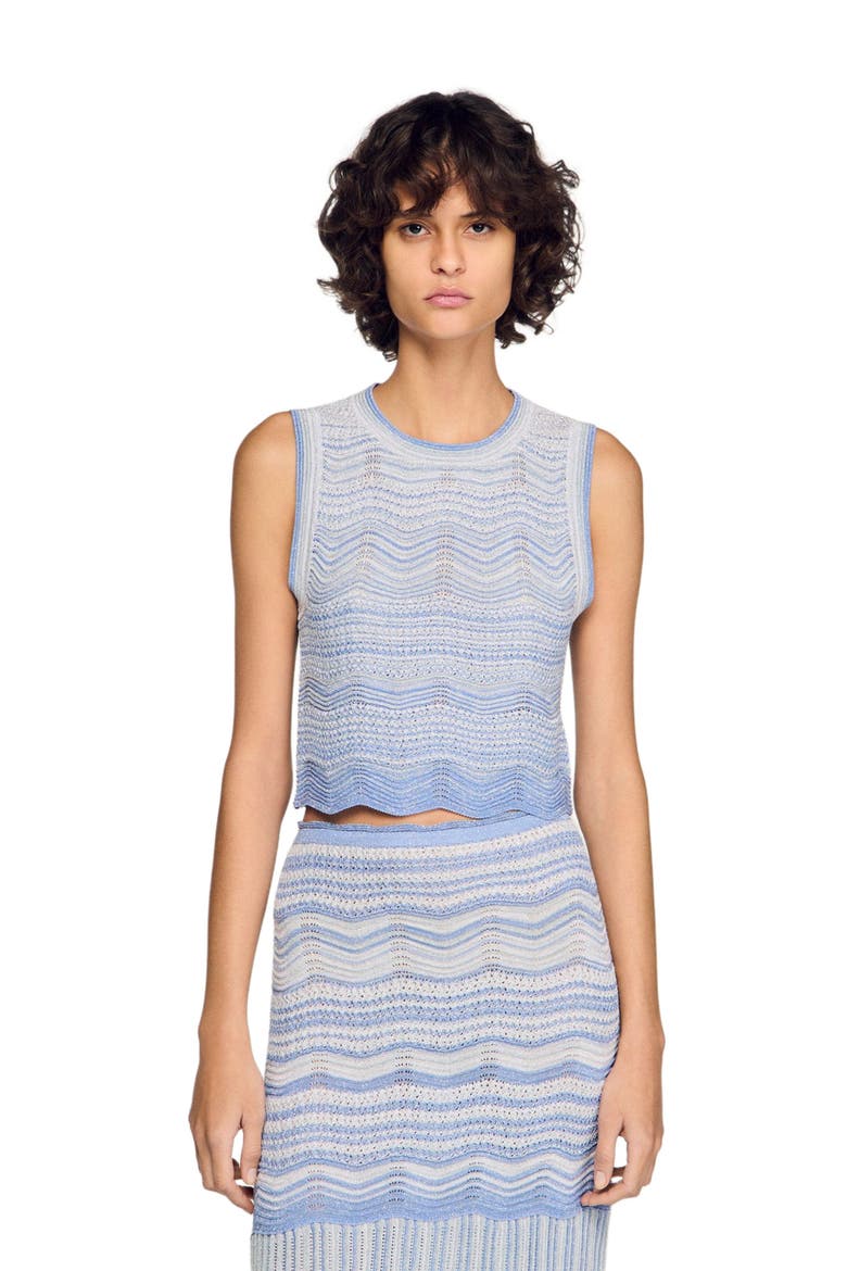 Cropped decorative knit top, Main, color, Sky blue