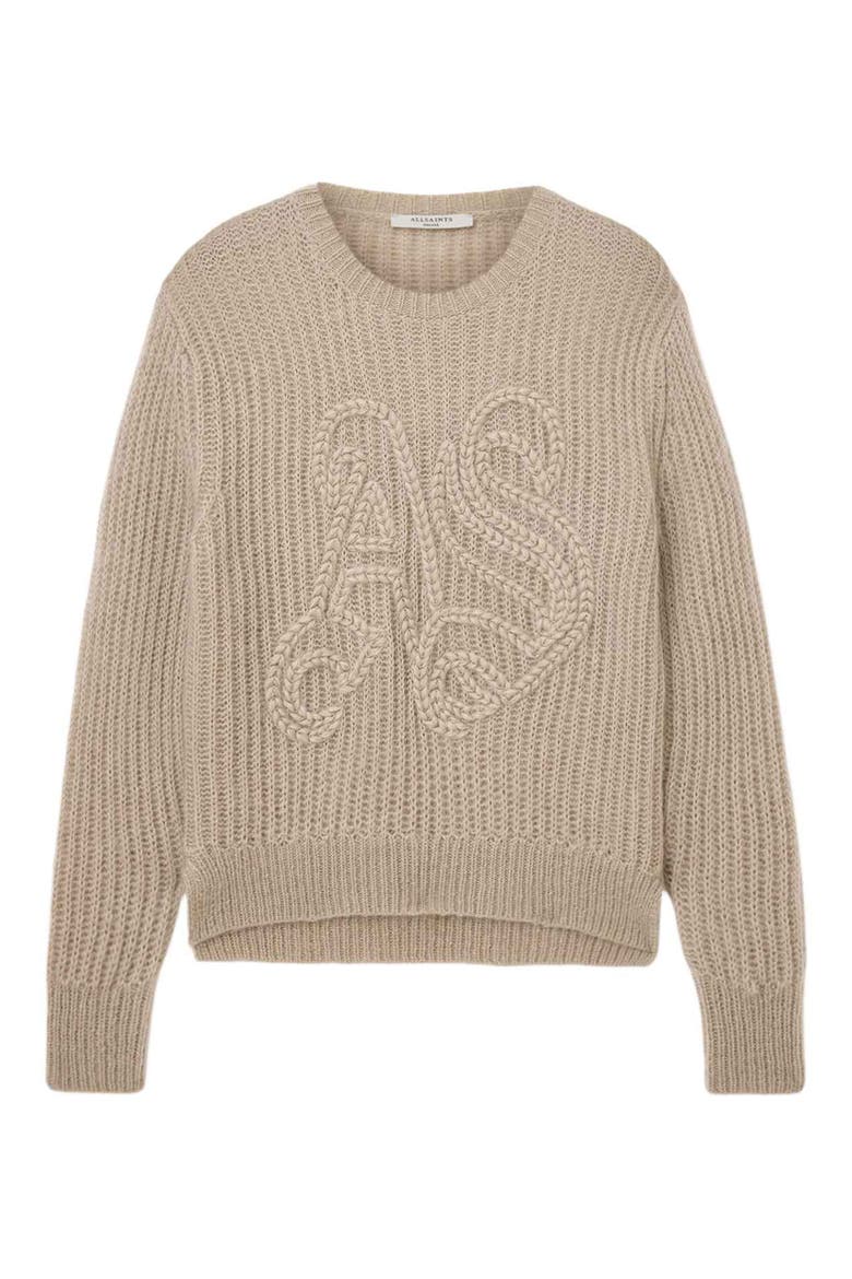Chain Stitch Monogram Mohair & Merino Wool Blend Sweater, Alternate, color, BARLEY WHITE