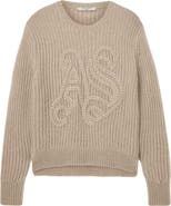 AllSaints Chain Stitch Monogram Mohair & Merino Wool Blend Sweater