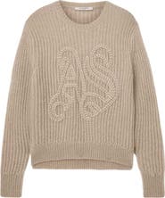 AllSaints Chain Stitch Monogram Mohair & Merino Wool Blend Sweater