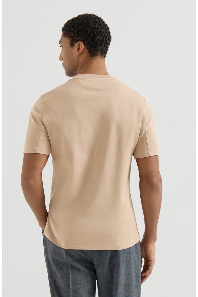 Cotton interlock crew neck T-shirt with print, Alternate, color, Beige