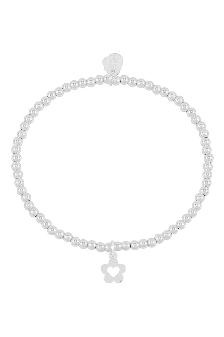 Sienna Flower Heart Beaded Stretch Bracelet, Alternate, color, SILVER