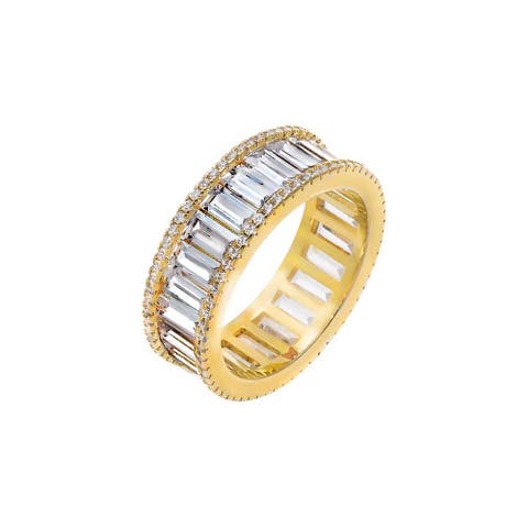 CZ Round X Baguette Eternity Band Ring
