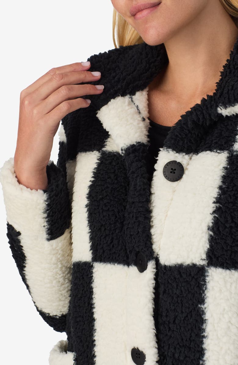 Sanctuary Checkered Faux Shearling Jacket, Alternate, color, Black Check