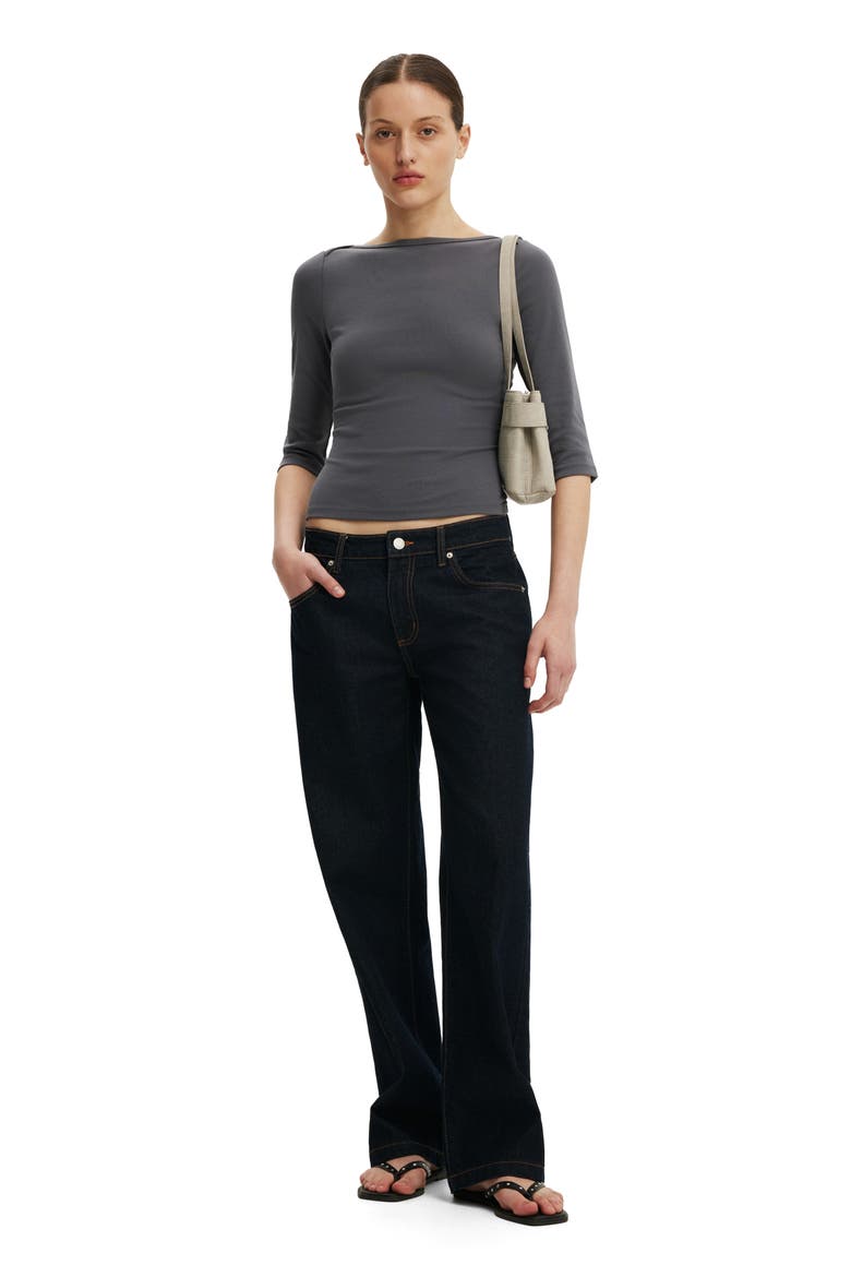 Women's 90S Boatneck ¾ Sleeve, Alternate, color, Steel Onyx