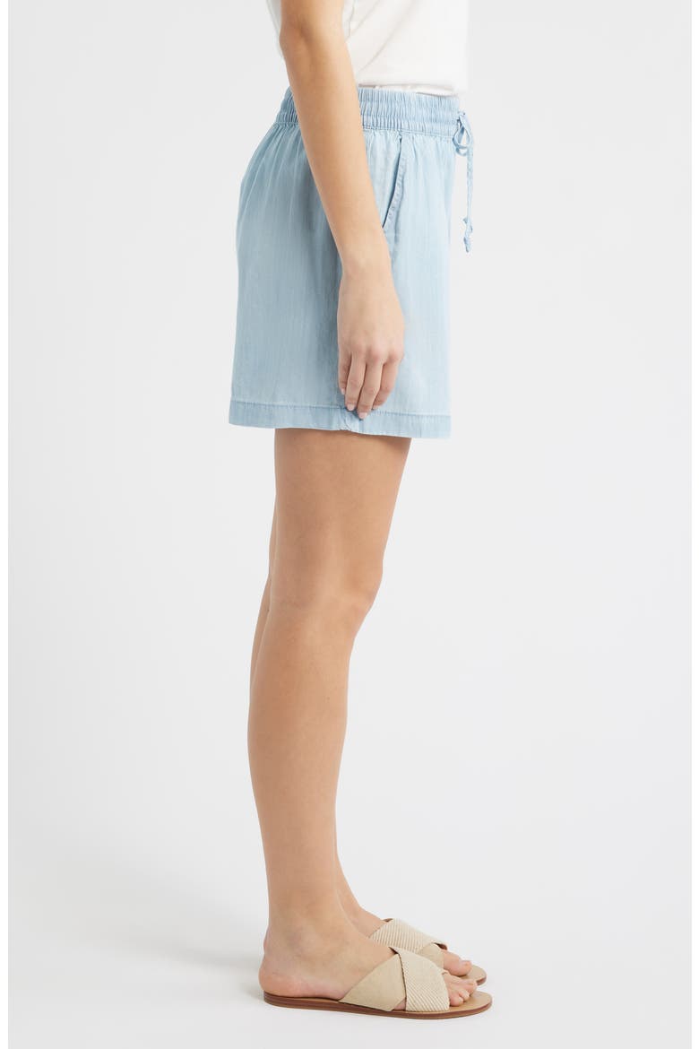 Toney Tie Waist Chambray Shorts, Alternate, color, BLEACH WASH