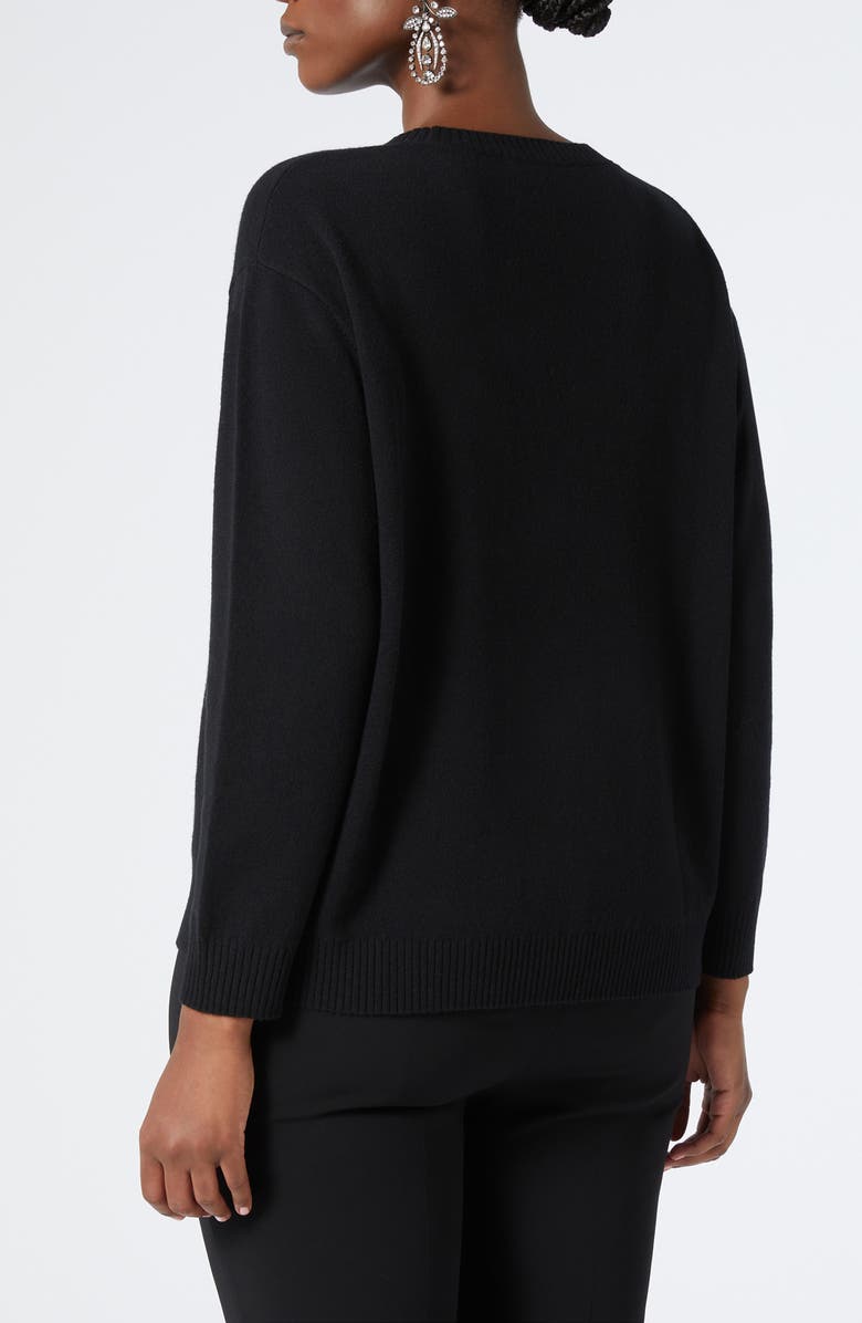 Marina Rinaldi Talento Rhinestone Pocket Wool & Cashmere Sweater, Alternate, color, Black