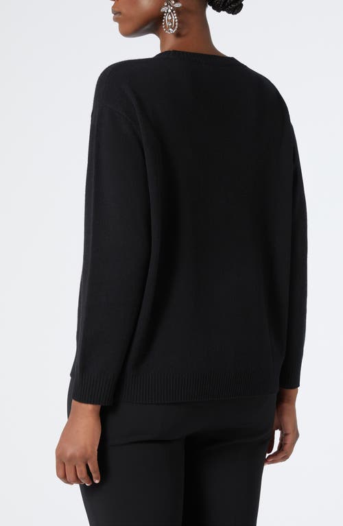 Shop Marina Rinaldi Talento Rhinestone Pocket Wool & Cashmere Sweater In Black