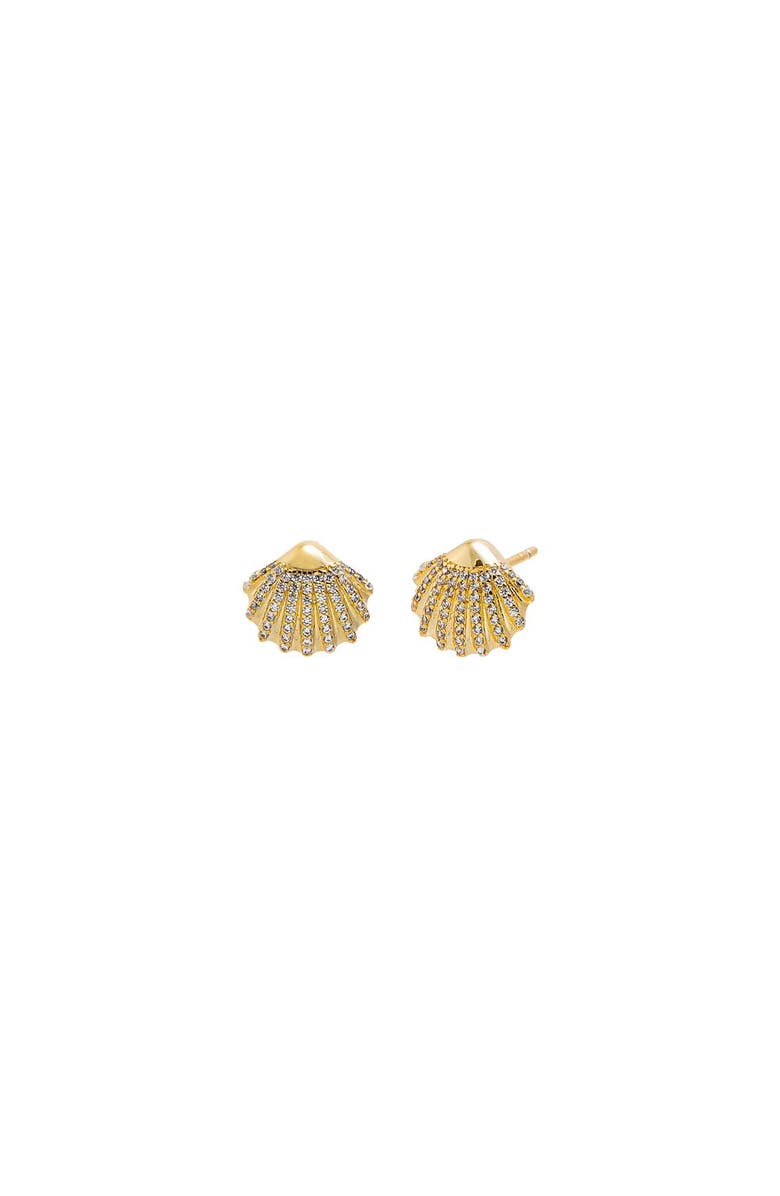 BY ADINA EDEN Pavé Seashell Stud Earring, Main, color, Gold