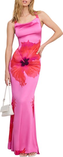 Satin Lace-Up Maxi Slipdress