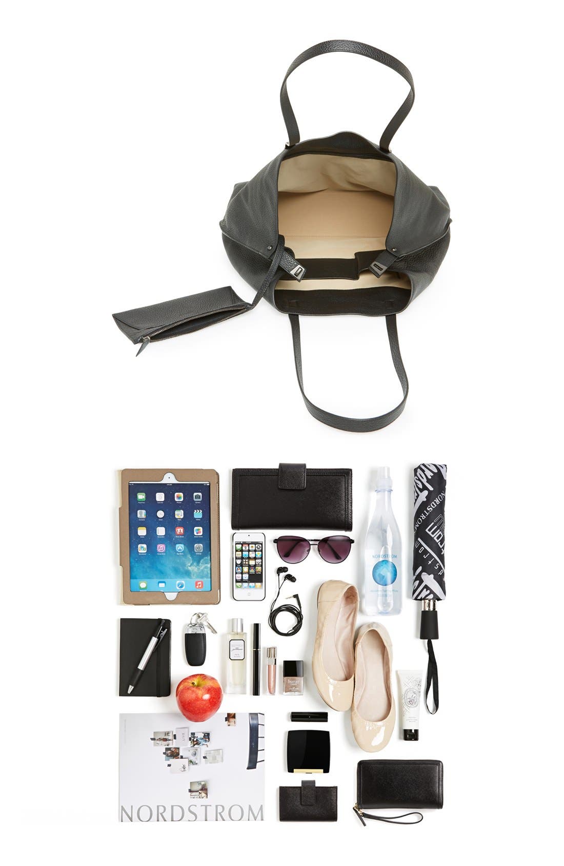 Akris 'Ai Medium Shoulder Tote' Leather Shoulder Tote, Alternate, color, Black