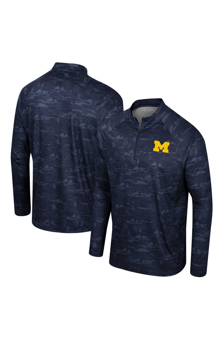 COLOSSEUM Men's Colosseum Navy Michigan Wolverines Carson Raglan Quarter-Zip Jacket, Main, color, 