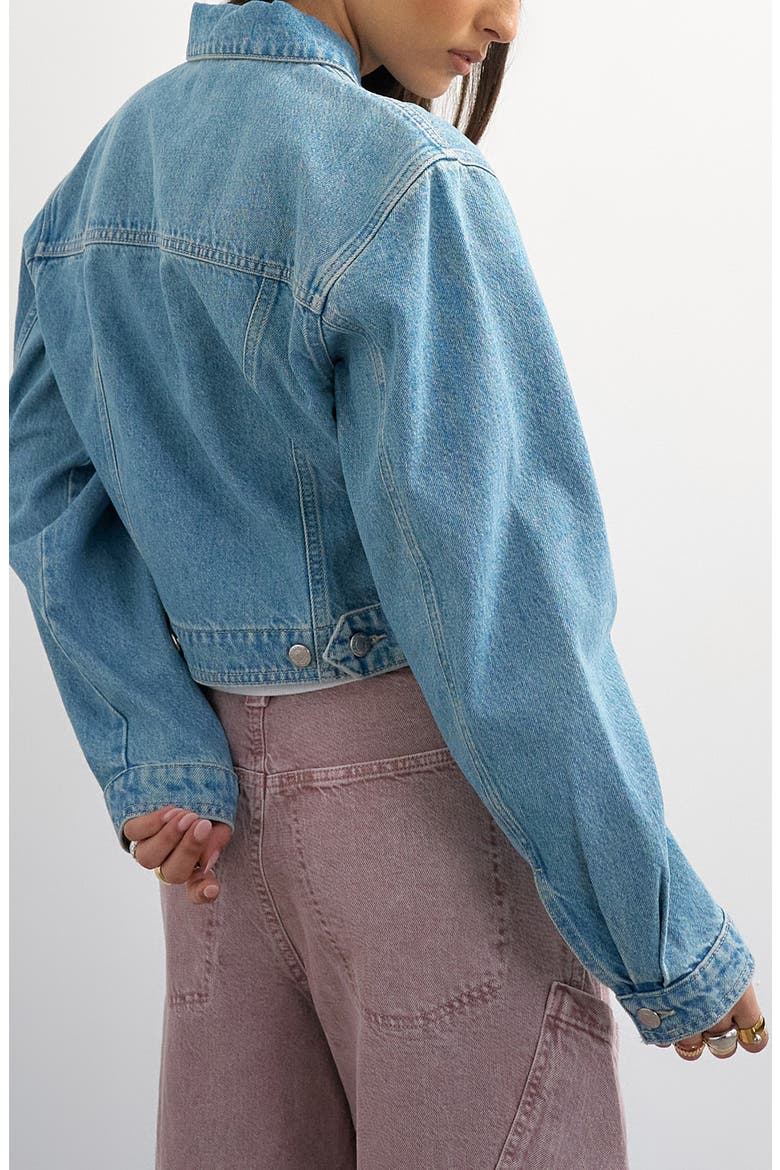 Cropped Padded Denim Jacket, Alternate, color, LBLUE