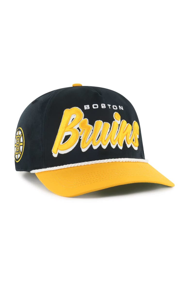 Men's '47 Black/Gold Boston Bruins Dropshadow Rope Hitch Adjustable Hat, Main, color, Black