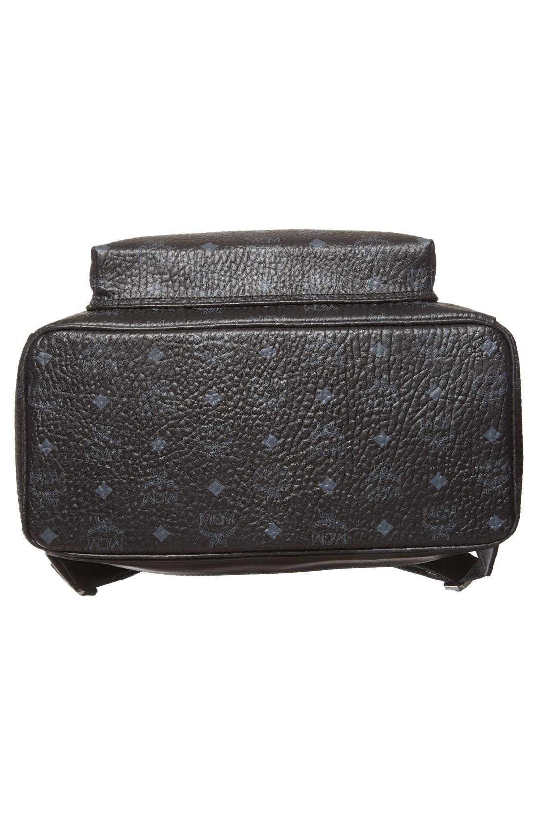 MCM Medium Stark Visetos Studded Backpack, Alternate, color, Black