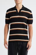 Percival Tessaro Stripe Open Knit Polo