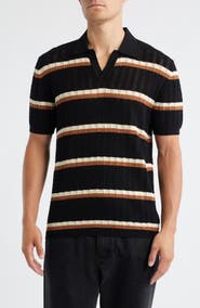 Percival Tessaro Stripe Open Knit Polo