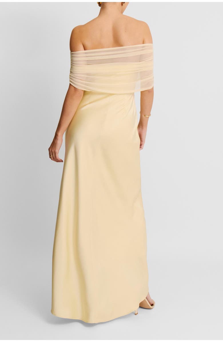 Six Stories Bardot Satin Maxi Dress, Alternate, color, Pale Lemon