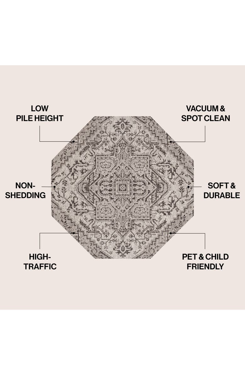 JONATHAN Y Estrella Bohemian Medallion Textured Weave Octagon Indoor/Outdoor Area Rug, Alternate, color, Black/Gray