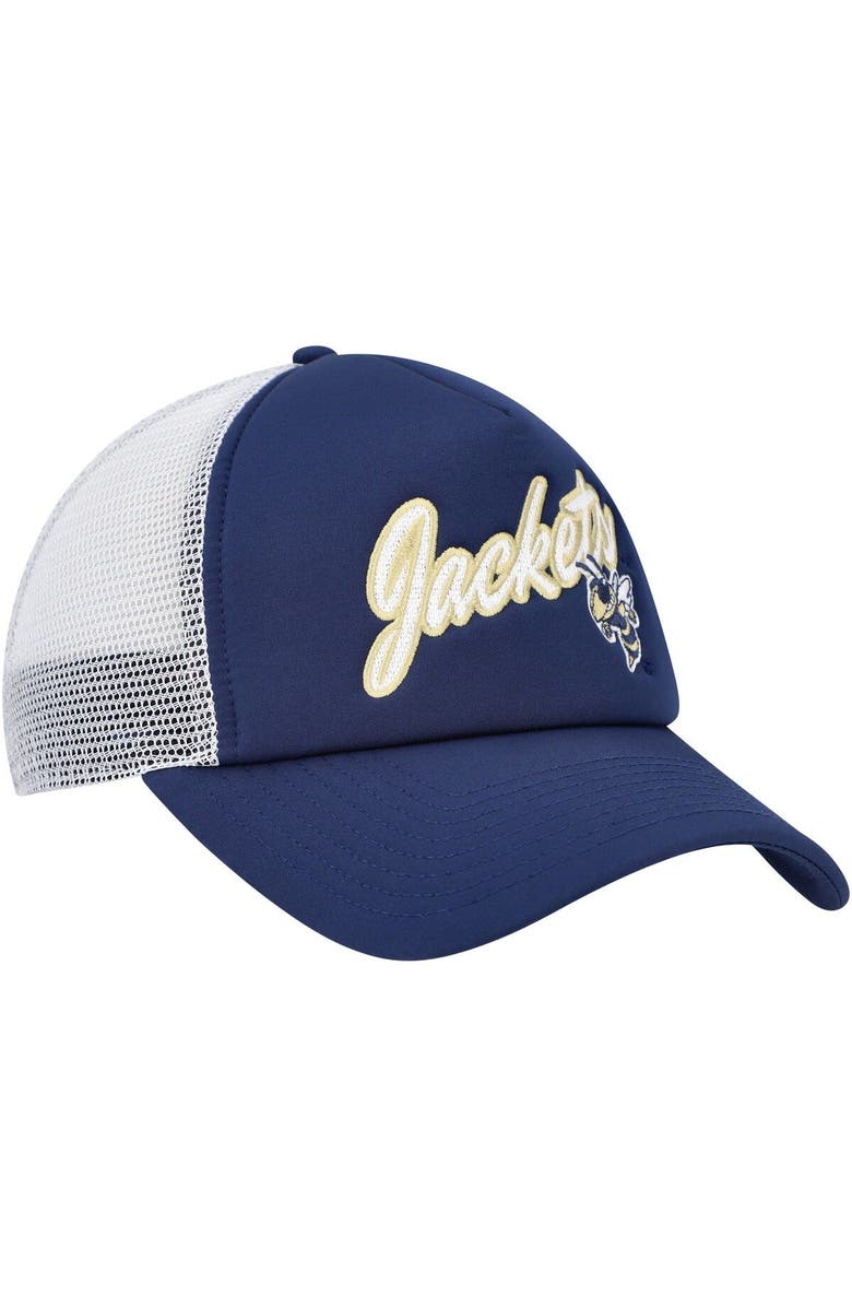 adidas Men's adidas Navy Georgia Tech Yellow Jackets Script Trucker Snapback Hat, Alternate, color, Navy