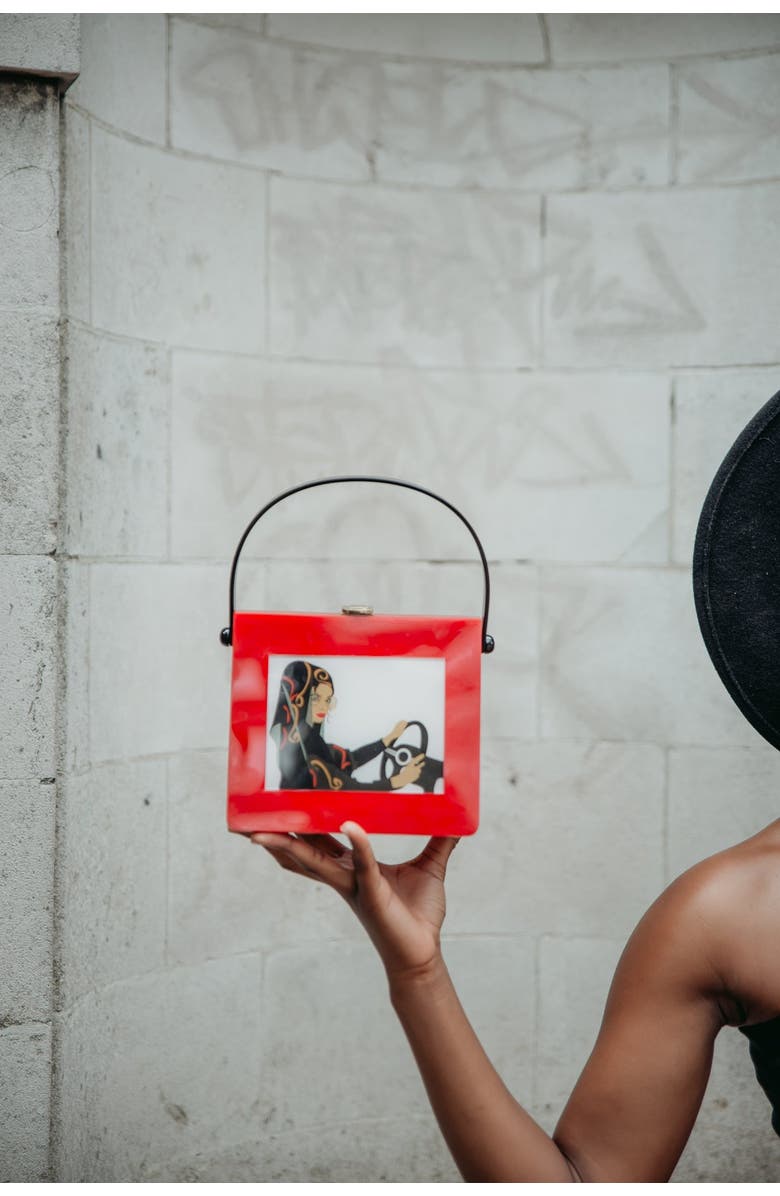 LarAllan Jamilah Acrylic Top Handle Bag, Alternate, color, Red