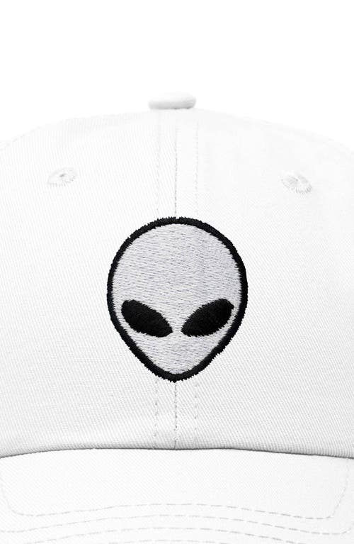Dalix Alien Embroidered Classic Dad Cap In White