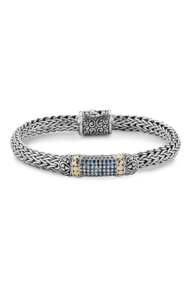 Semiprecious Stone Textured Bangle Bracelet, Main, color, BLUE SAPPHIRE