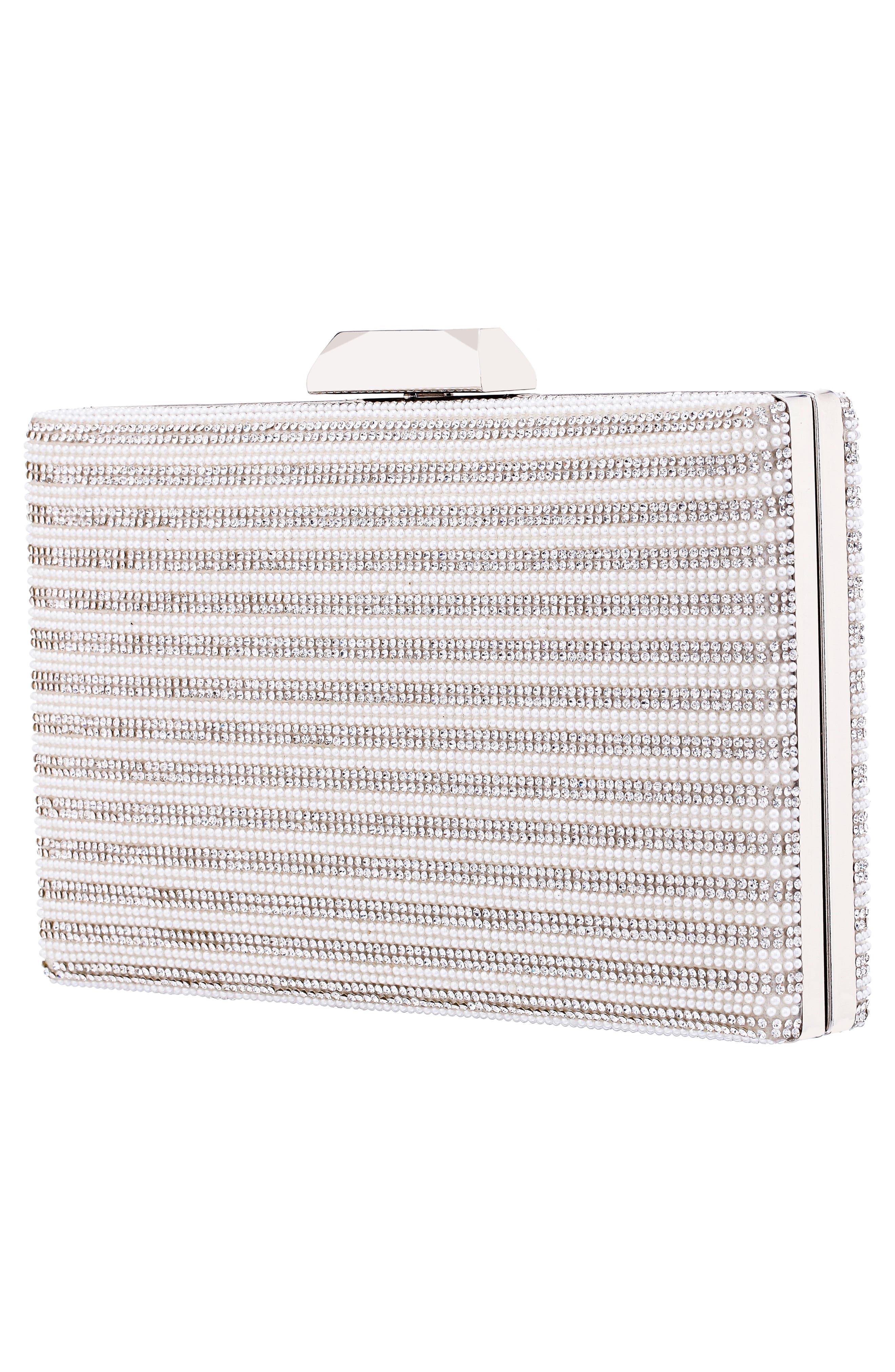 Nina Desyre Embellished Minaudière, Alternate, color, White