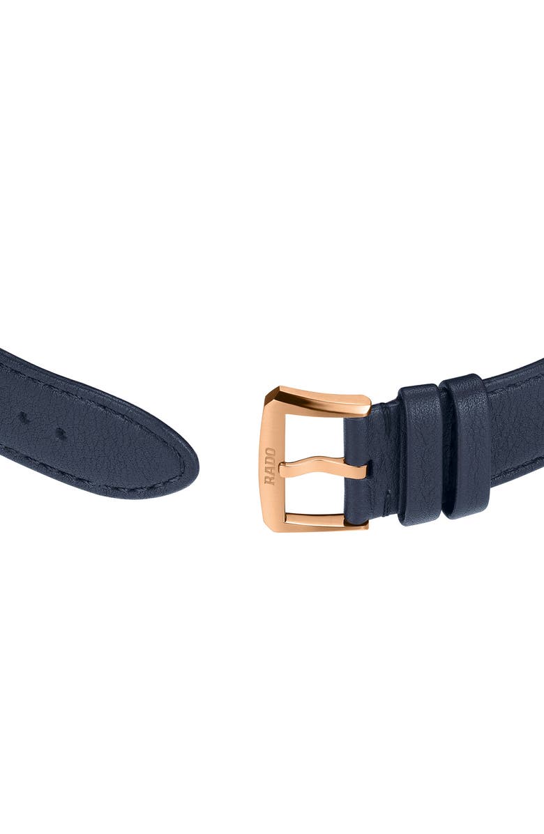 RADO Florence Automatic Leather Strap Watch, 39mm, Alternate, color, Blue