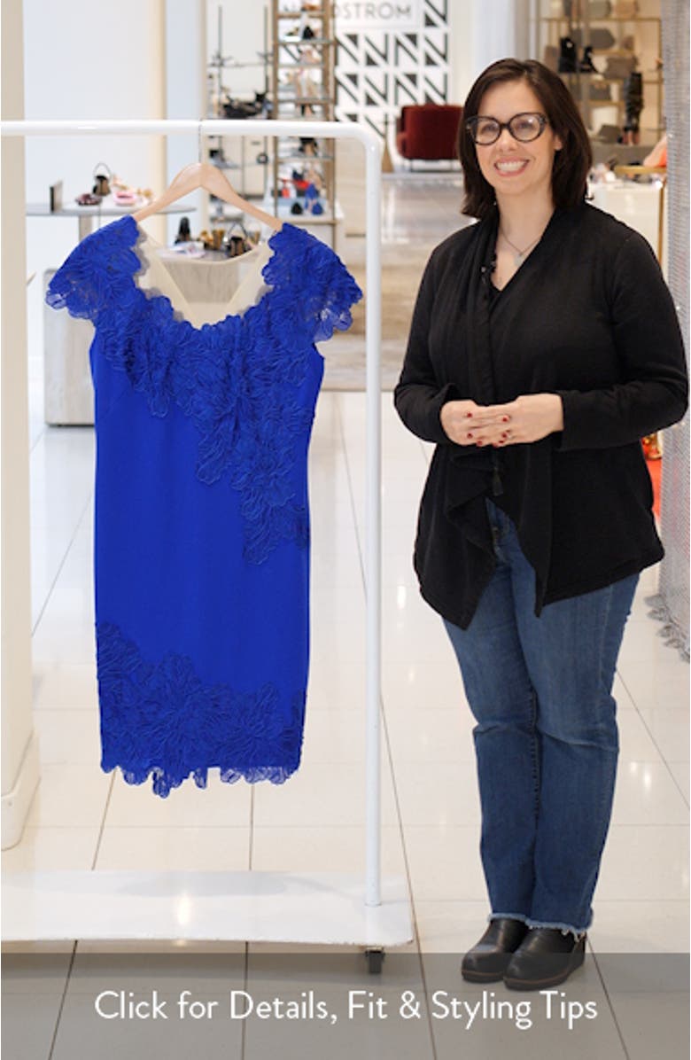 Embroidered Floral Detail Cocktail Sheath Dress, sales video thumbnail