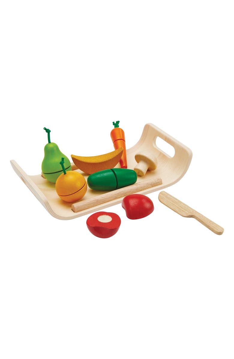 PlanToys<sup>®</sup> 14-Piece Assorted Fruit & Vegetable Tray Set, Alternate, color,