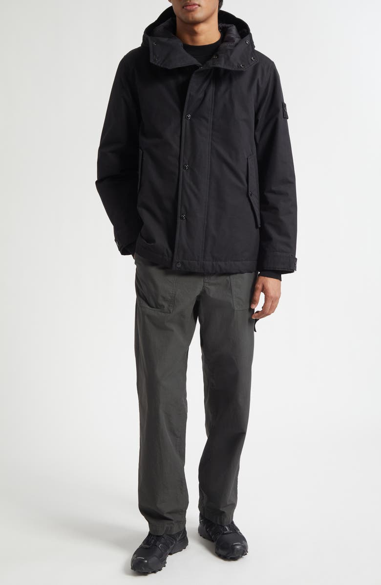 Stone Island Ghost Cotton Hooded Field Jacket, Alternate, color, V0029 Black