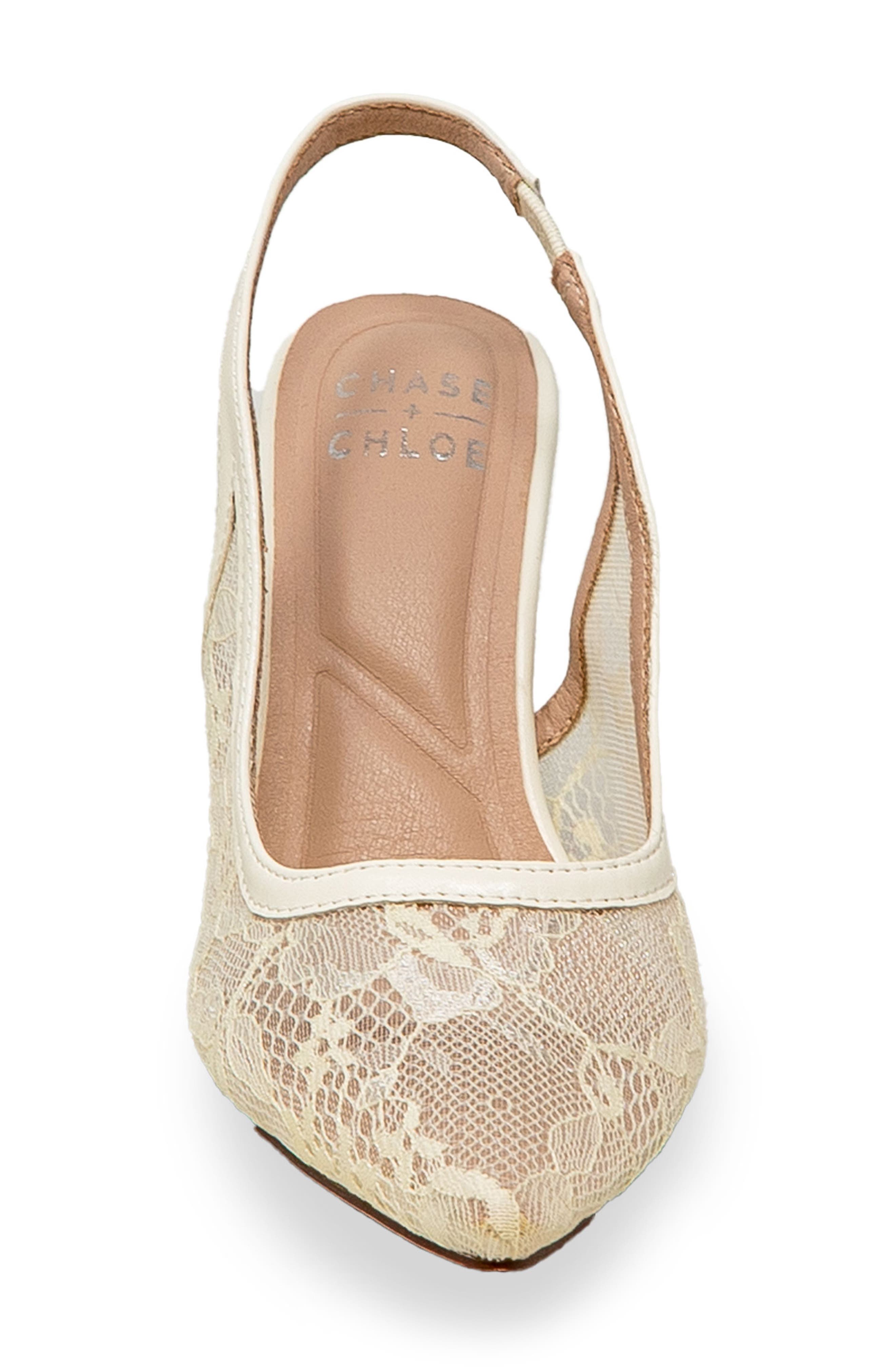 CHASE AND CHLOE Bethany Floral Lace Slingback Pump, Alternate, color, Off White