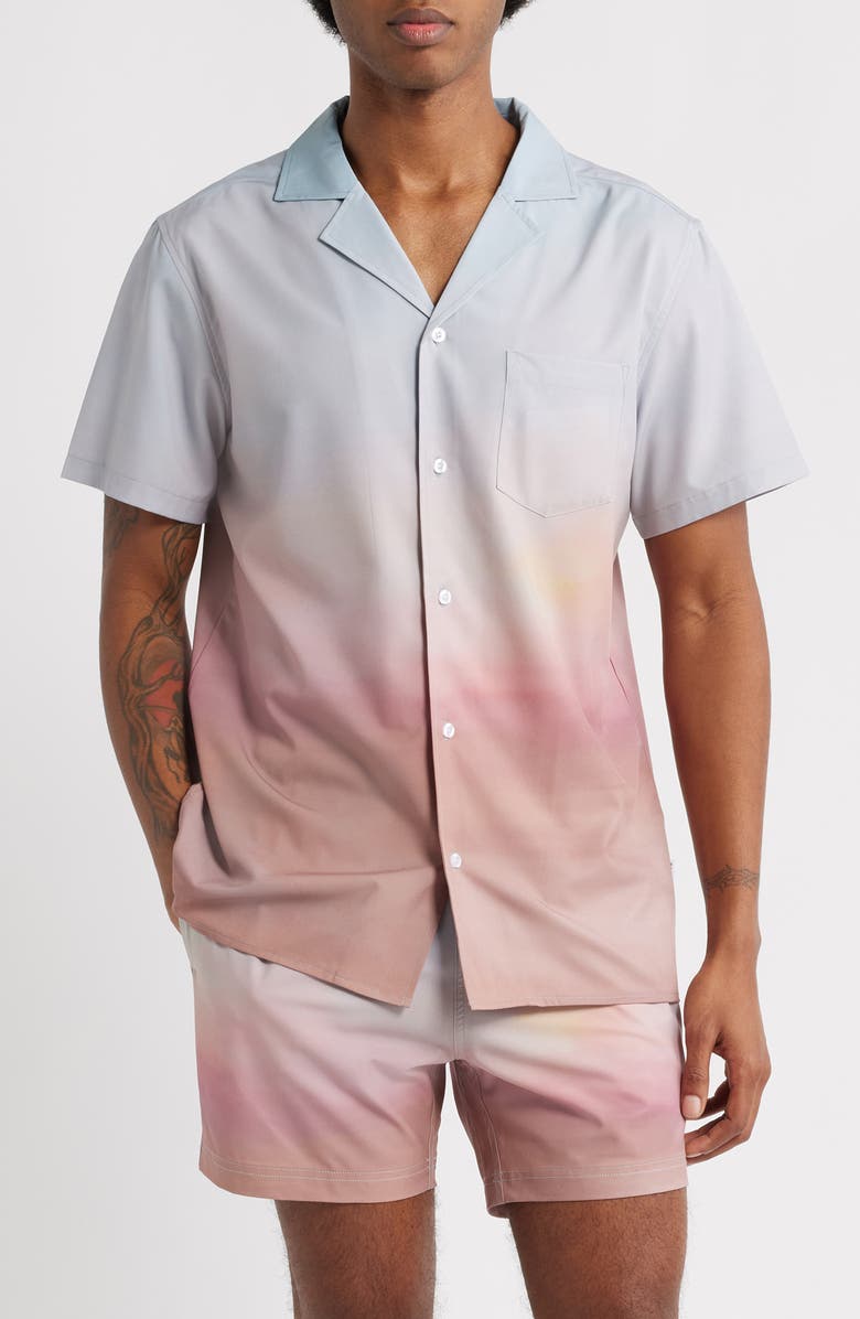 MAVRANS Sunset Weekend Short Sleeve Performance Button-Up Shirt, Main, color, Multi