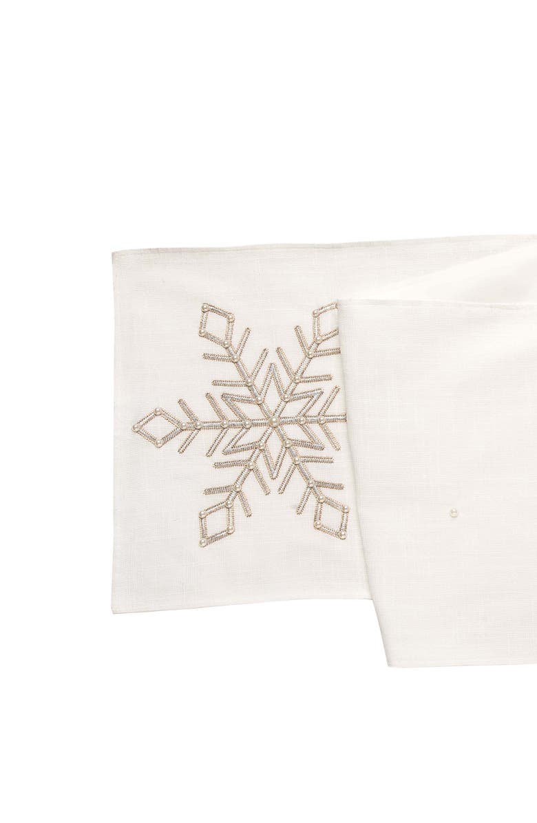 C&F Home Champagne Snowflake Table Runner 14" x 72", Alternate, color, White