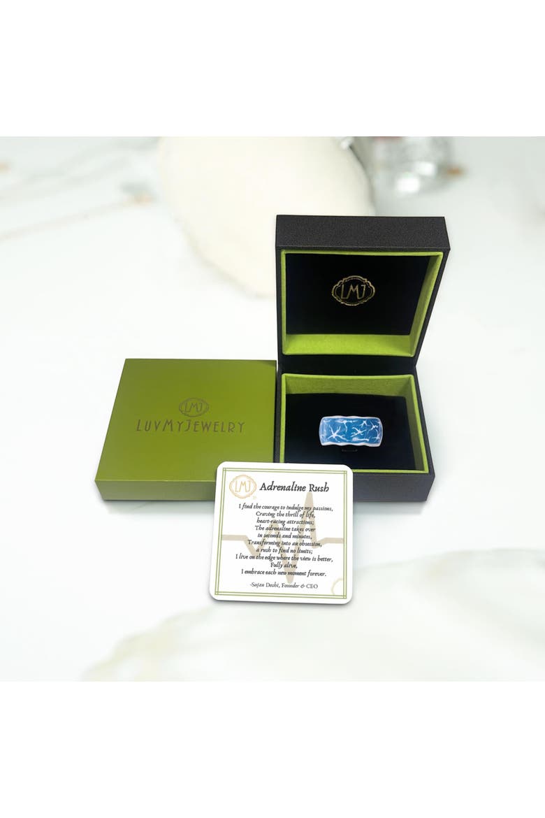 Ocean Waves Sterling Silver & Enamel Band Men Ring, Alternate, color, Silver