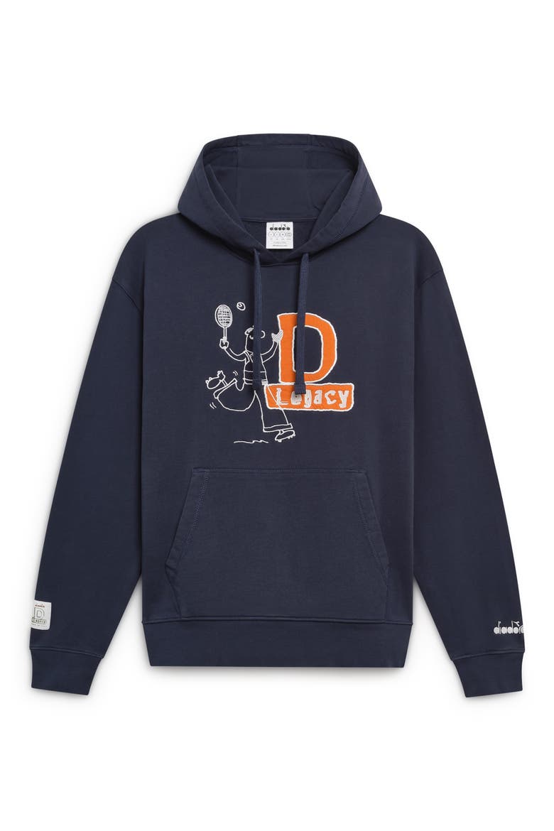 Legacy Embroidered Fleece Hoodie, Alternate, color, BLUE DENIM