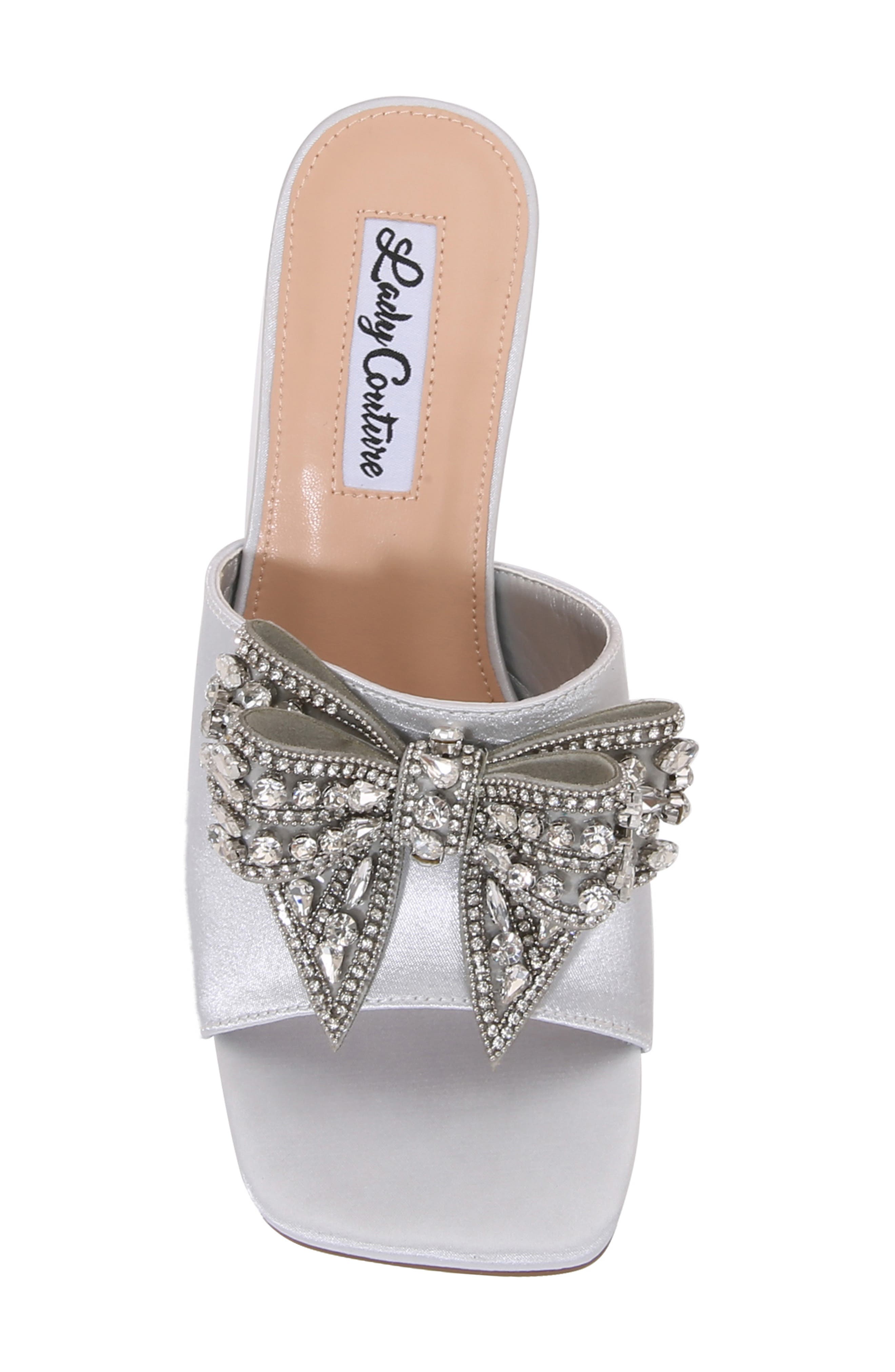 LADY COUTURE Spark Crystal Bow Mule, Alternate, color, Silver
