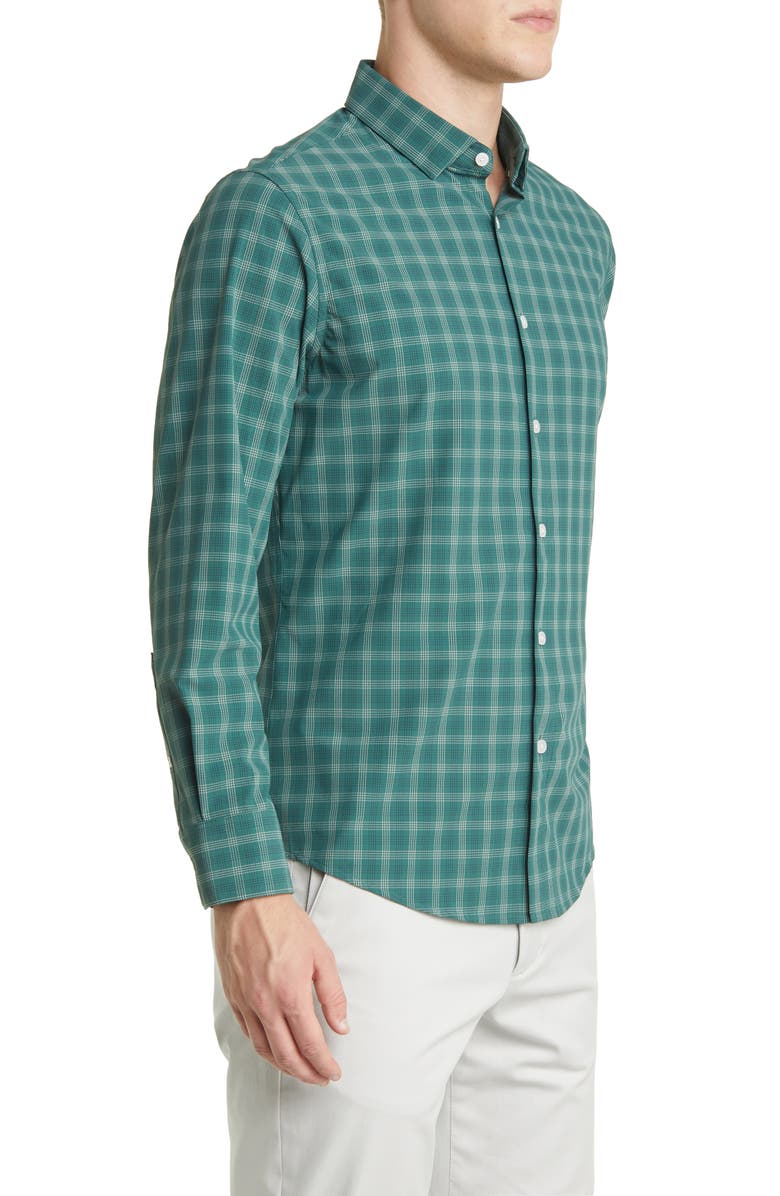 Mizzen+Main Leeward Trim Fit Bistro Green Check Peformance Button-Up Shirt, Alternate, color, 